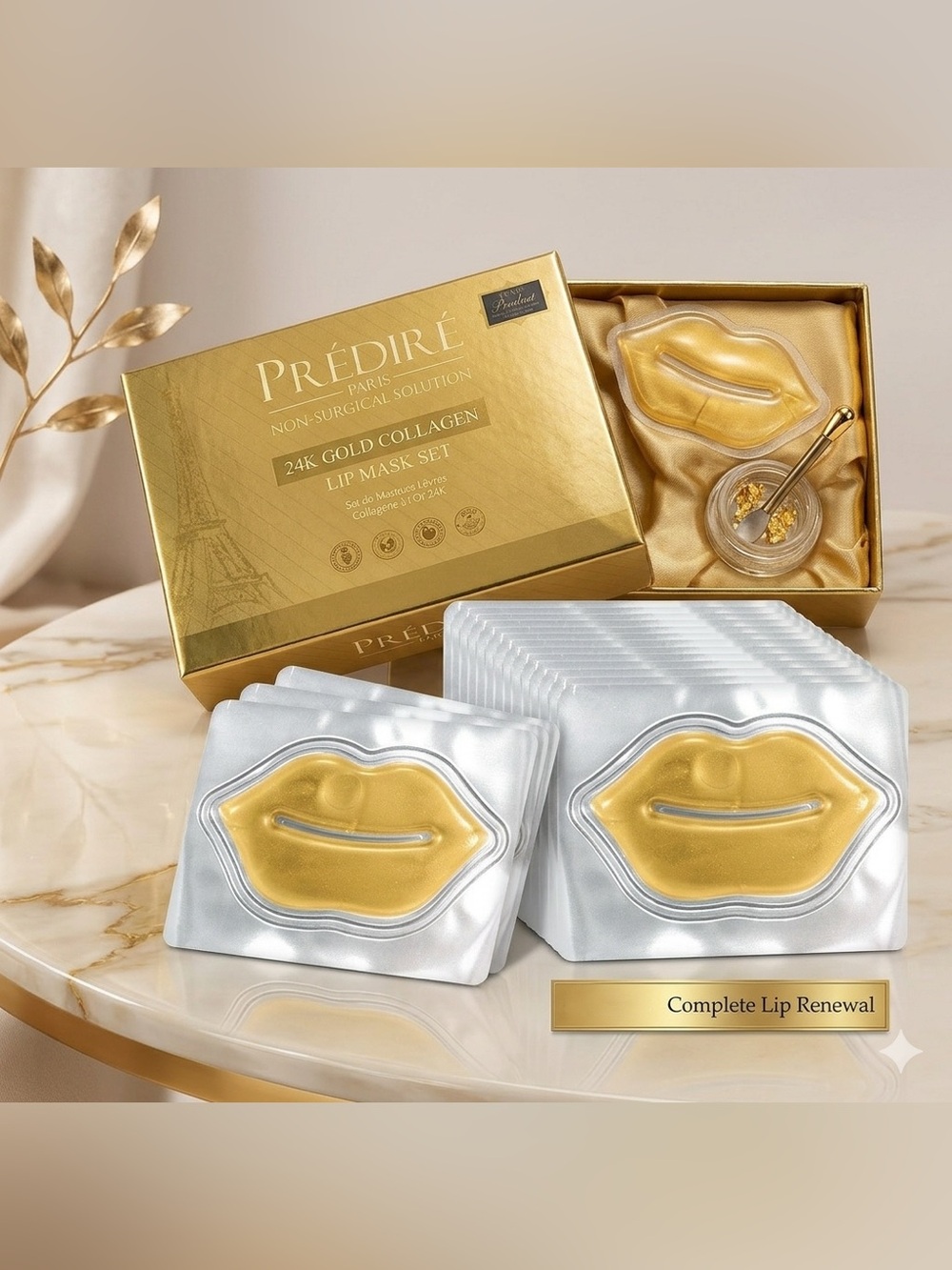 Predire 24k Gold Collagen Boosting 10 Piece Lip Mask Set ~ retail $399